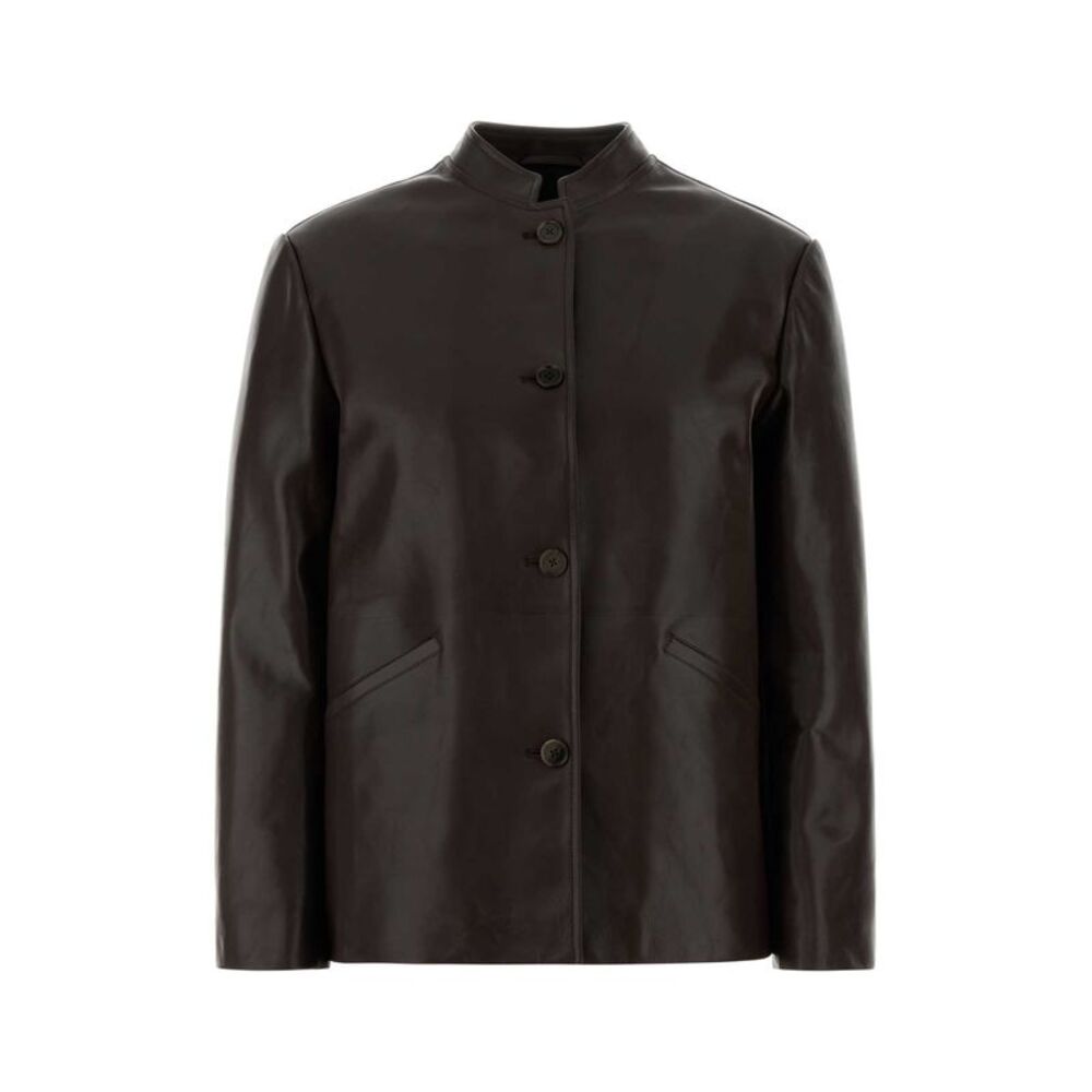 Jil Sander Women Brown Leather Jacket